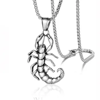 Новое панк-ожерелье с подвеской в виде скорпиона Для мужчин/женщин, Серебряные ожерелья из нержавеющей стали, Мужские модные украшения, подарок 2020 года