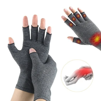 1 Пара компрессионных перчаток от артрита Премиум-класса для снятия боли в суставах, перчатки для рук, терапия, компрессионные перчатки с открытыми пальцами