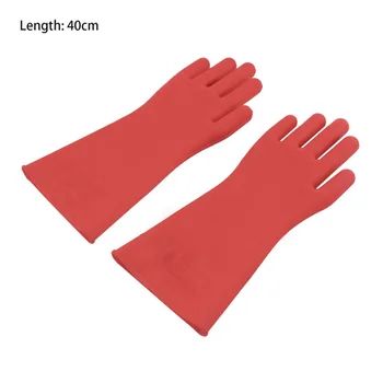 1 Пара красных профессиональных электроизоляционных перчаток высокого напряжения 12 кВ, Резиновая защитная перчатка электрика 40 см, аксессуар