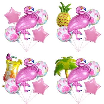 1 комплект воздушных шаров из гавайского фламинго из алюминиевой фольги на День Рождения, Гавайскую тематическую вечеринку, Годовщину свадьбы, Украшения для Душа ребенка