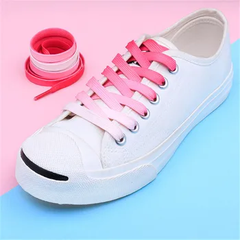 1 пара шнурков для обуви с плоским градиентом, разноцветные шнурки для спортивной обуви, Повседневные холщовые шнурки из полиэстера, Спортивные шнурки