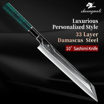 10-дюймовый нож для филетирования суши Дамасский Японский Кухонный Многофункциональный Кухонный нож для нарезки лосося Сашими