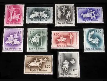 10 шт./компл. Новая почтовая марка Сан-Марино 1963 года Спортивные соревнования средневековых рыцарей Марки MNH