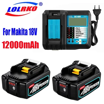 100% оригинальная Аккумуляторная Батарея BL1860 18V 12000mAh Литий-ионная для Makita 18v Battery BL1840 BL1850 BL1860B LXT400 + Зарядное устройство