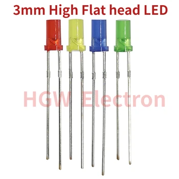 100шт 3 ММ LED DIP С высокой плоской головкой LED Диодная лампа F3 * 6 мм с высокой плоской головкой коллоидный Красный Зеленый Желтый Индикатор LED 2 pin
