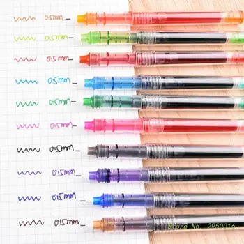 12 Шт прямых ручек с жидкими гелевыми чернилами 0,5 мм, красочная ручка для подписи, шариковые ручки, Быстросохнущие Нейтральные ручки для школы