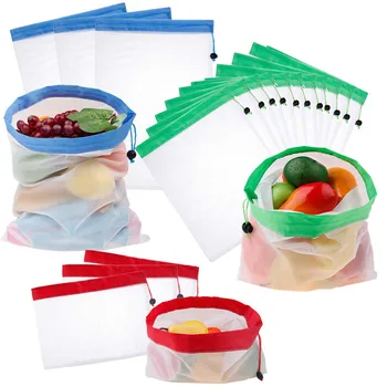 12 многоразовых сетчатых пакетов для продуктов, моющихся экологически чистых пакетов для хранения продуктов, подарочные пакеты