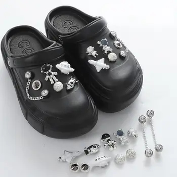 12 шт./компл. Серебристые Аксессуары для обуви Инопланетного астронавта, Съемная пряжка для обуви, цветок для обуви, аксессуары для обуви 