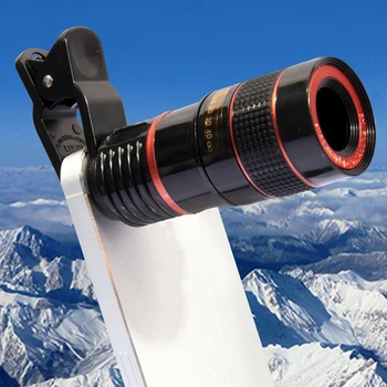 12X / 8X Длиннофокусный объектив мобильного телефона Телескоп мобильного телефона HD Объектив камеры с внешним зумом Специальный объектив для наблюдения в кемпинге