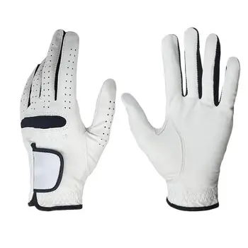 1Шт Перчатки для гольфа из натуральной кожи на полный палец левой/правой руки, мужские мягкие дышащие перчатки для гольфа из чистой овчины, аксессуары для гольфа