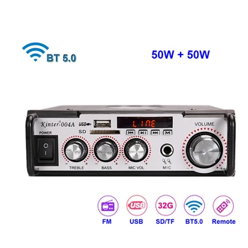 2 *50 Вт FM-радио Mp3-плеер Аудио Bluetooth-Совместимый Усилитель Мощности Стерео Эквалайзер HiFi KTV Цифровой Mp3-Декодер Музыкальный УСИЛИТЕЛЬ