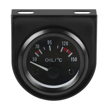 2-дюймовый 52-мм 12 В Белый светодиодный указатель температуры масла в автомобиле с датчиком черного цвета