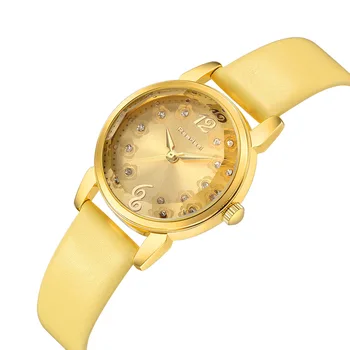 2017 Модные Новые Роскошные часы со стразами, женские кварцевые часы-браслет из искусственной кожи, женские часы для платья, Золотые часы relogios