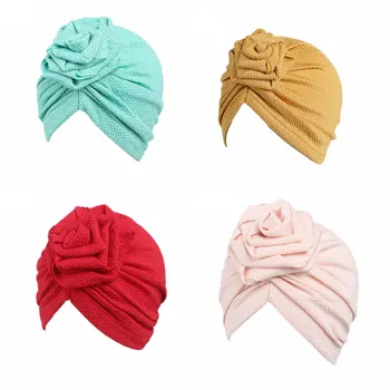 2020 Прекрасная детская повязка на голову, детская повязка для волос, эластичная шапочка с цветочным узором для девочек, чистый цвет Розовый / красный / зеленый /желтый