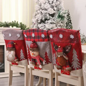 2022 Рождественский чехол для стула Рождественское украшение для домашнего стола Декор спинки стула для ужина Принадлежности для новогодних вечеринок Xmas Navidad