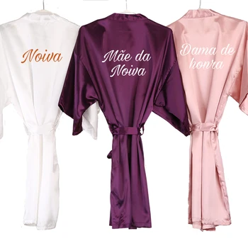 2022 новый атласный халат noiva женский Madrinha portugal свадебное кимоно dama de honra португальский Amiga da Noiva для свадебной вечеринки