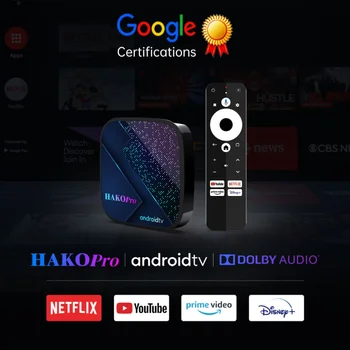 2023 Новый HAKOPro TV BOX 2 ГБ 8 ГБ/4 ГБ 32 ГБ Сертифицированный Google Android 11 TV Box NetfIix 4K Hako Mini Y4 Поддержка ATV Телеприставки