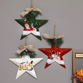 2023 Рождественское Подвесное украшение Снеговик Санта Пятиконечная звезда Подвесные украшения для домашнего декора на стене Рождественской елки