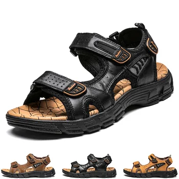 2023 Сандалии для мужчин Кожаные Летние Сандалии Мужские Последние модели пляжной обуви Мужские Уличные сандалии Высококачественная Летняя обувь Мужские