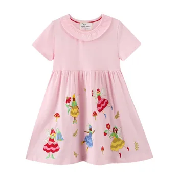 2023 новое детское платье для девочек малого и среднего возраста, платье принцессы, трикотажное хлопковое платье с короткими рукавами baby tide children