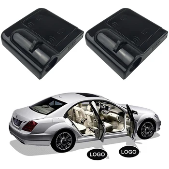 2шт Универсальный светодиодный дверной приветственный ночник Беспроводной проектор для укладки автомобилей Лазерный логотип Ghost Shadow Комплекты ламп для Ford Opel