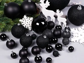 3-28 см Черный матовый Рождественский шар для украшения елки, гобеленов на окнах дома, украшений для вечеринки по случаю Дня рождения своими руками