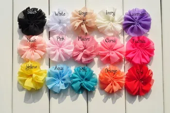 30 шт./лот, 6 см, 15 цветов, сделай сам, однотонный шифоновый цветок для волос Балерины, аксессуары для девочек, Цветы из искусственной ткани для повязок на голову