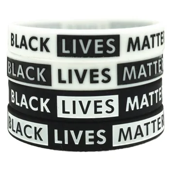 300шт Black Lives Matter Черно-Белые Резиновые Браслеты Силиконовые Браслеты