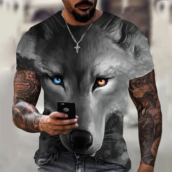 3D Забавная крутая футболка с изображением животного и волка Для мужчин/женщин 2022, новые модные повседневные футболки, футболки унисекс оверсайз с коротким рукавом.