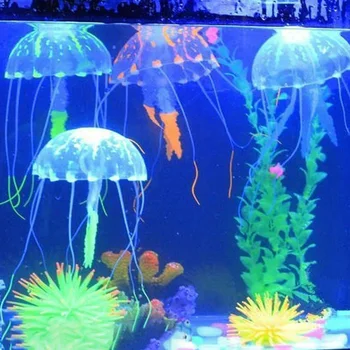 3шт флуоресцентных искусственных медуз для украшения аквариума, Светящиеся силиконовые Медузы, Аксессуары для подводного бассейна