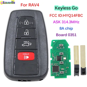 4/3 + 1 Кнопка Smart Remote Key Fob ASK 314,3 МГц с Чипом 8A HYQ14FBC 231451-0351 для Toyota RAV4 2018 2019
