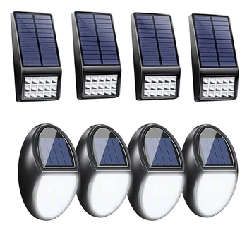 4 комплекта солнечных фонарей для палубы, наружных фонарей для забора на солнечных батареях, водонепроницаемого освещения ступеней для лестницы, перил, стены, входной двери гаража
