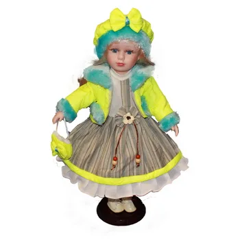 40 см желто-зеленое платье фарфоровая кукла-девочка Европейский сельский Полевой Деревенский керамический кукольный стиль украшения дома Рождественские подарки