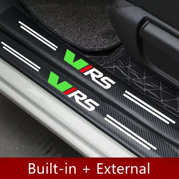 4шт Протектор порога из углеродного волокна, Кожаные Виниловые наклейки для автомобильных аксессуаров Skoda Octavia Virs RS IV