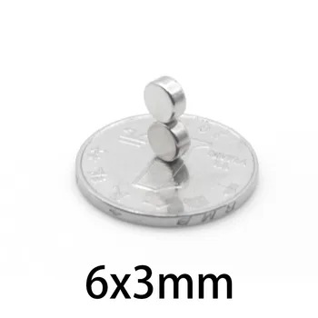 50шт N35 Неодимовый магнитный 6 * 3 мм круглый редкоземельный Магнит NdFe микро Маленькие Круглые Магниты для рукоделия 6x3 мм