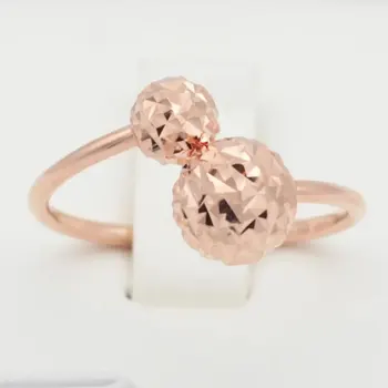 585 фиолетовый золотой 14K розово-золотой креативные обручальные кольца с двойными круглыми бусинами для женщин, открывающиеся простым дизайном, сверкающие украшения
