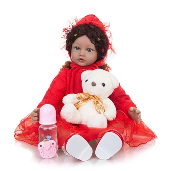 60 см Возрожденные Детские Куклы Черная Кожа Ткань Тела Малыша Африканская Кукла Детские Игрушки для Детей Рождественский Подарок На День Рождения Куклы Игрушки