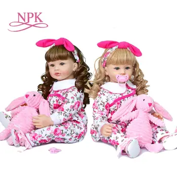 60 см оригинальная NPK силиконовая кукла bebe reborn для маленьких девочек, кукла-принцесса из розовой ткани, игрушка двух цветов волос