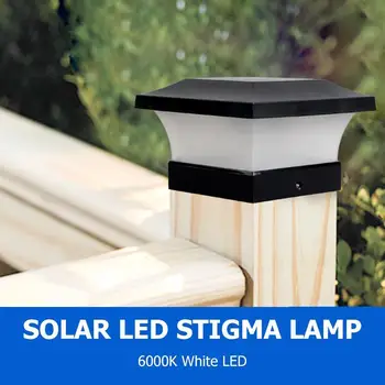 6LED светильник для забора на солнечной энергии, водонепроницаемая лампа с квадратной колонной, украшение сада