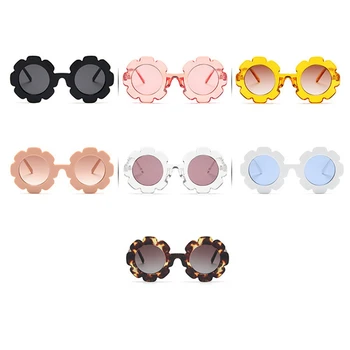 7 Пар Солнцезащитных очков с круглым цветком для девочек, солнцезащитные очки с ромашкой, Круглые Милые очки для малышей, Уличные Пляжные очки