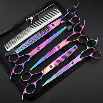 7-дюймовые профессиональные парикмахерские инструменты для собак, ножницы для ухода за домашними животными, набор для филировки, профессиональная машинка для стрижки волос