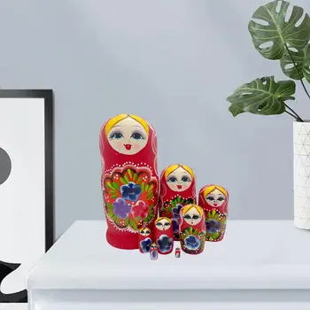 8x Матрешки, русские куклы с мультяшным рисунком, украшения для кафе, спальни, дома