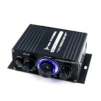 AK170 12V Mini Audio Power Автомобильный Усилитель Цифровой Аудиоприемник УСИЛИТЕЛЬ Двухканальный 20 Вт + 20 Вт Регулятор Громкости Низких и Высоких Частот для Домашнего Использования