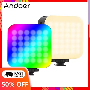 Andoer D02 LED Fill Light Двухсторонний RGB Карманный Видеосветильник 2500-9000K для Видеоблога Селфи С Прямой Трансляцией Освещения Видеоконференции
