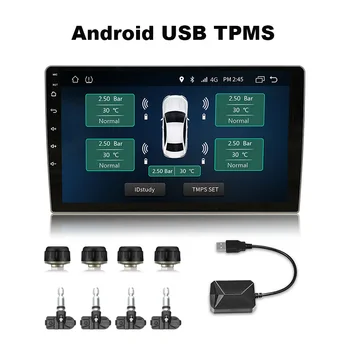 Android TPMS Система контроля давления в шинах Сигнализация Внутренний внешний датчик USB TPMS для автомобильного радио DVD плеера