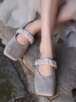 Artmu Оригинальные женские туфли с квадратным носком Mary Jane, весна-лето, низкий каблук, натуральная кожа, эластичная лента, Роскошные женские туфли
