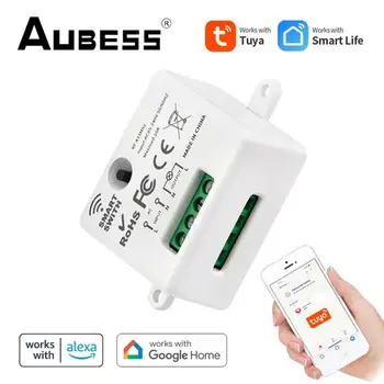 Aubess Smart Switch RF/RF433 + WiFi С двойным управлением, Однопроводной интеллектуальный переключатель Tuya, Устройство включения-выключения переменного тока 220 В, Интеллектуальные переключатели