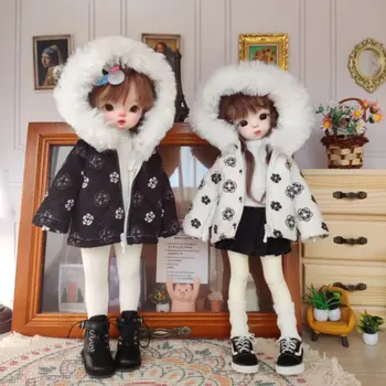 Bjd 1/6 30 см Кукольная одежда Хлопчатобумажное пальто Зимнее Со шляпой Одежда для переодевания Мини-подарок для девочек Аксессуары для кукол/игрушки