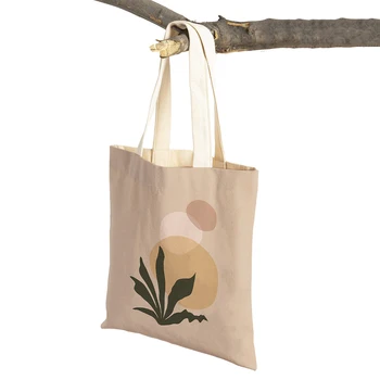 Boho Girl Eye Цветы Листья Солнце Абстрактные Женские сумки для покупок в супермаркете Женская сумка-тоут Двусторонняя холщовая сумка для покупок