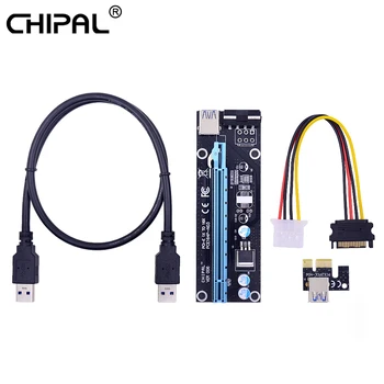CHIPAL 10шт 60СМ PCI Express PCI-E от 1X до 16X Riser Card с Кабелем USB 3.0 + SATA до 4Pin Molex Шнур Питания для Майнинга BTC LTC